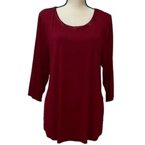 Alfani Ruby Red Scoop Neck 3/4 Sleeve Blouse Size XXL/20 NWT